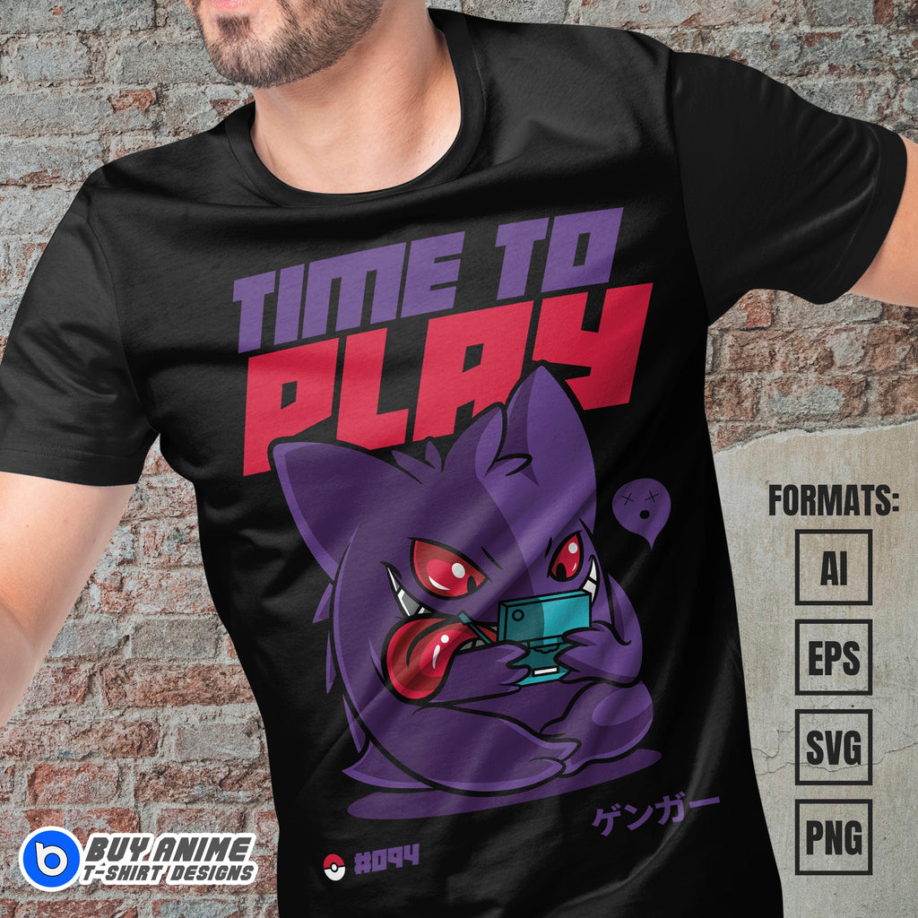 Premium Gengar Pokemon Anime Vector T-shirt Design Template #3