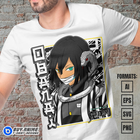 Premium Obanai Iguro Demon Slayer Anime Vector T-shirt Design Template