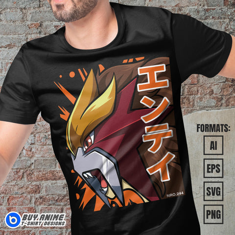 Premium Entei Pokemon Anime Vector T-shirt Design Template