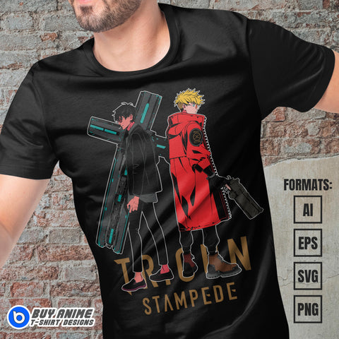 Premium Trigun Stampede Anime Vector T-shirt Design Template