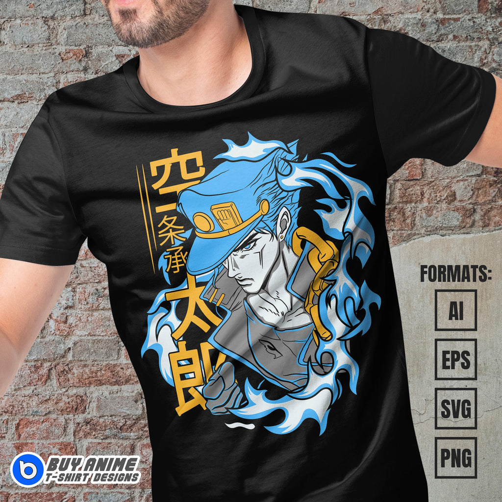 Premium Jotaro Kujo Jojo's Bizarre Adventure Anime Vector T-shirt Design Template