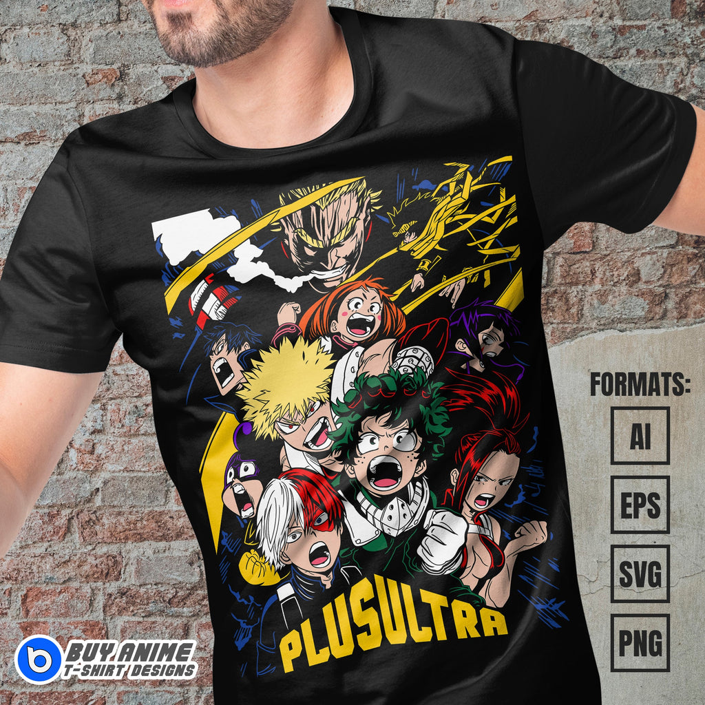 Premium My Hero Academia Anime Vector T-shirt Design Template