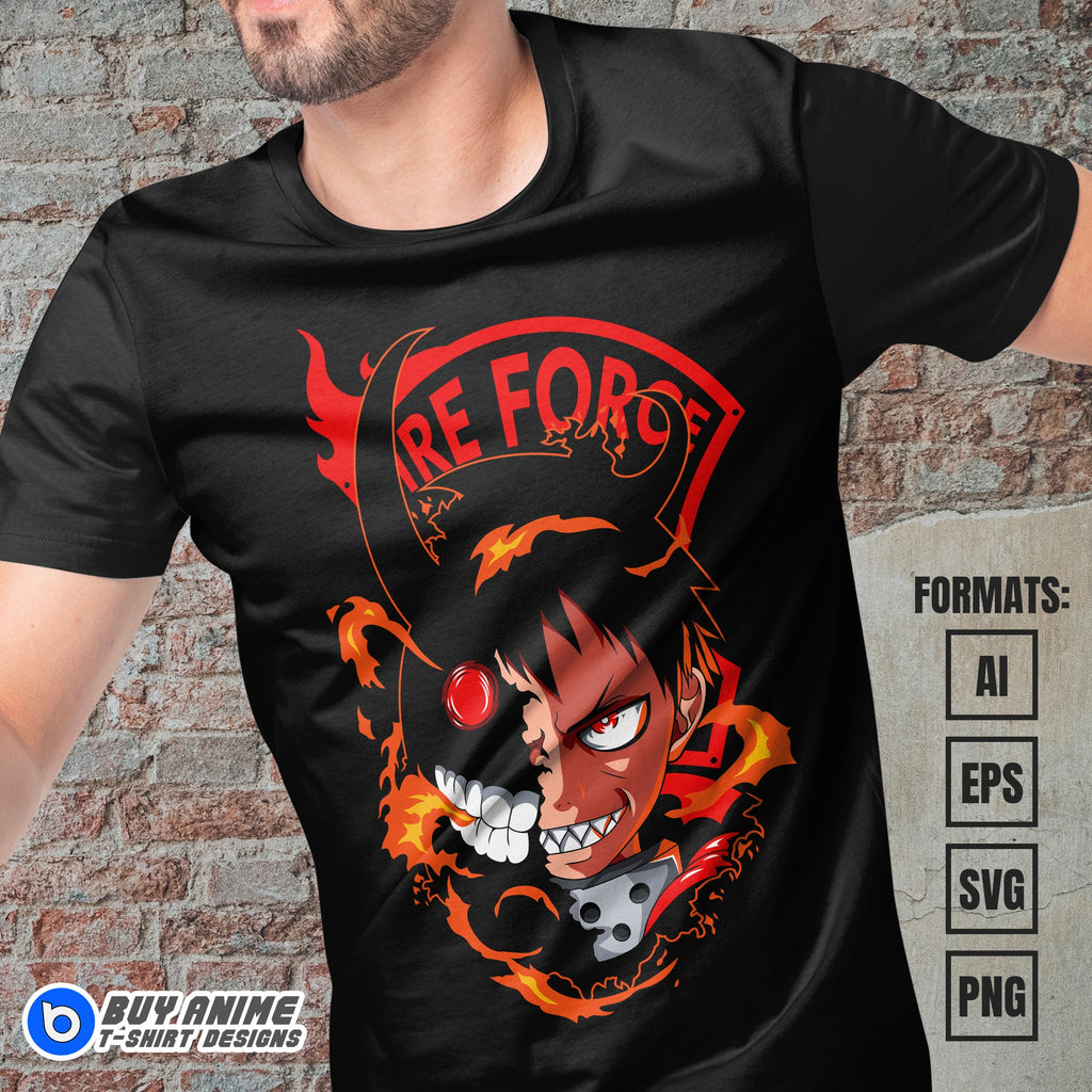 Premium Shinra Kusakabe Fire Force Anime Vector T-shirt Design Template #3