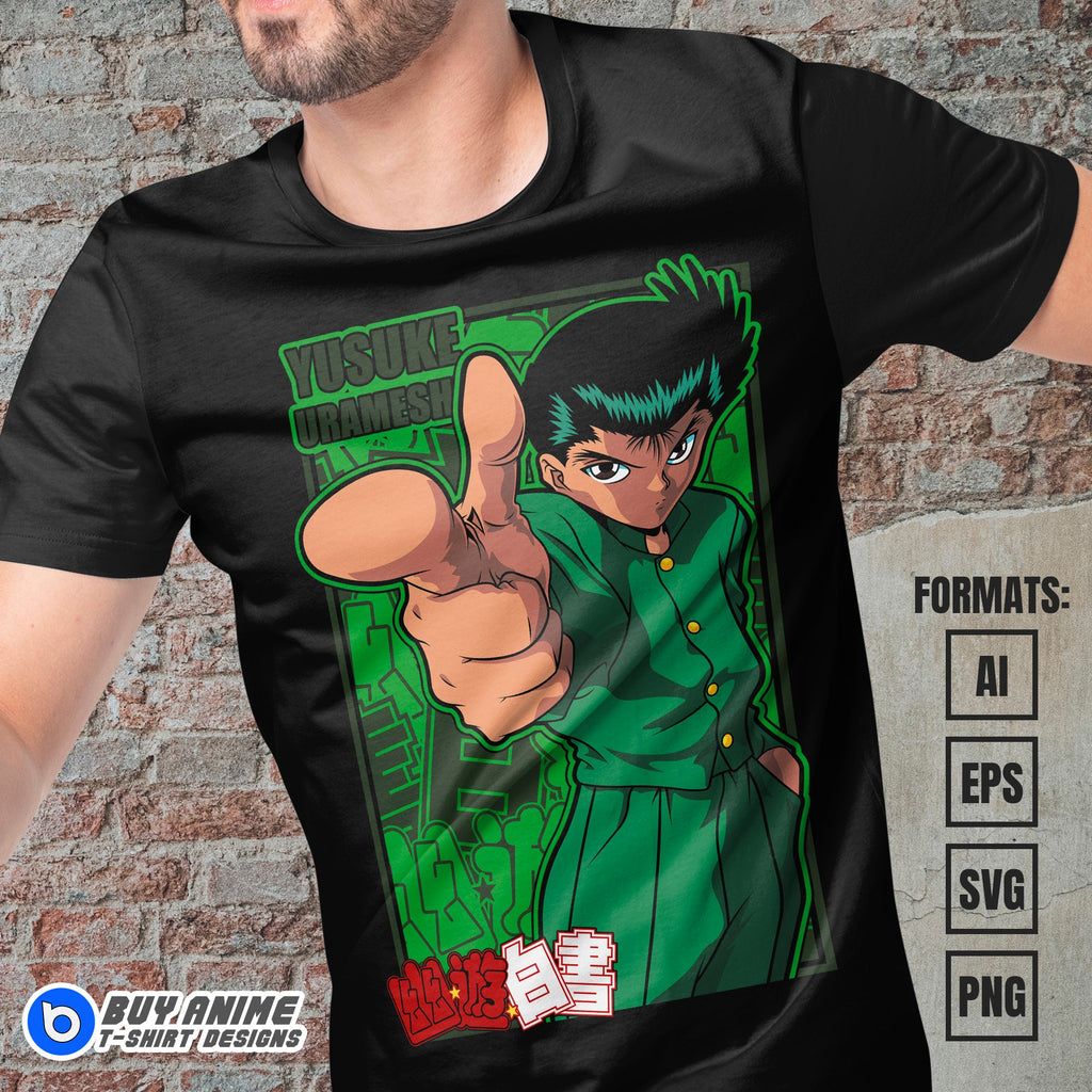 Premium Yusuke Urameshi YuYu Hakusho Anime Vector T-shirt Design Template #3