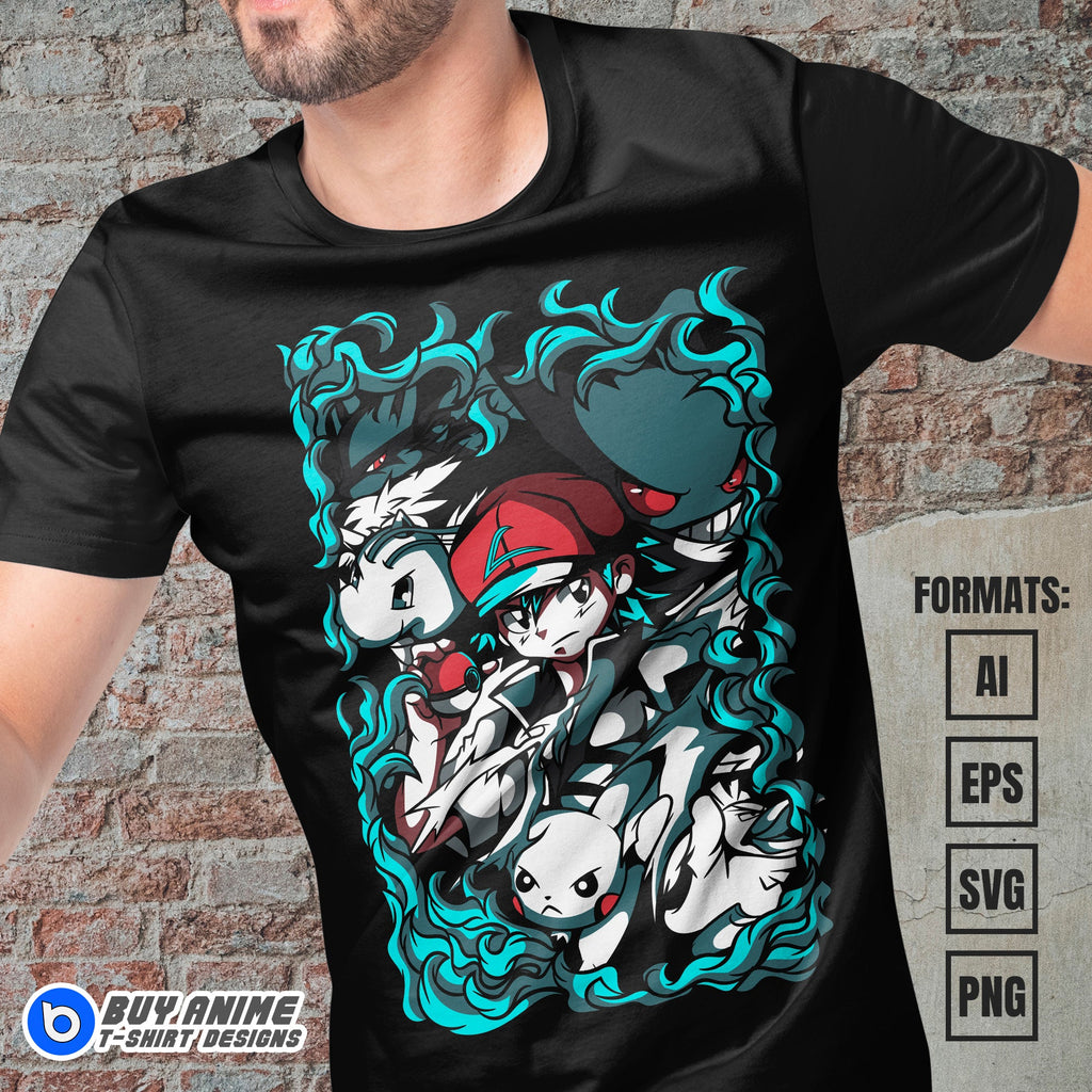 Premium Pokemon Anime Vector T-shirt Design Template #4