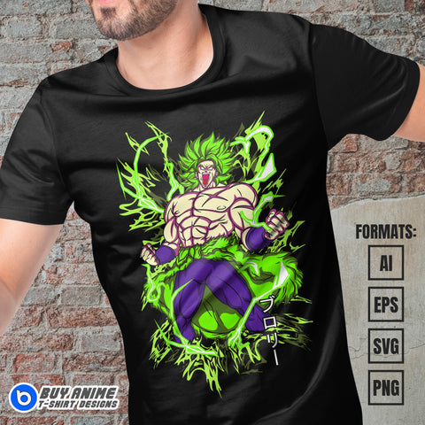 Premium Broly Dragon Ball Anime Vector T-shirt Design Template #6