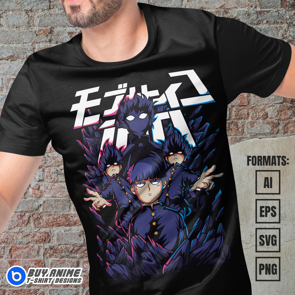 Premium Mob Psycho 100 Anime Vector T-shirt Design Template #4