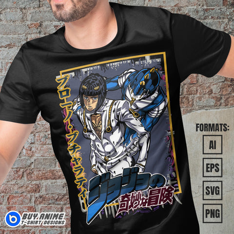 Premium Bruno Jojo's Bizarre Adventure Anime Vector T-shirt Design Template