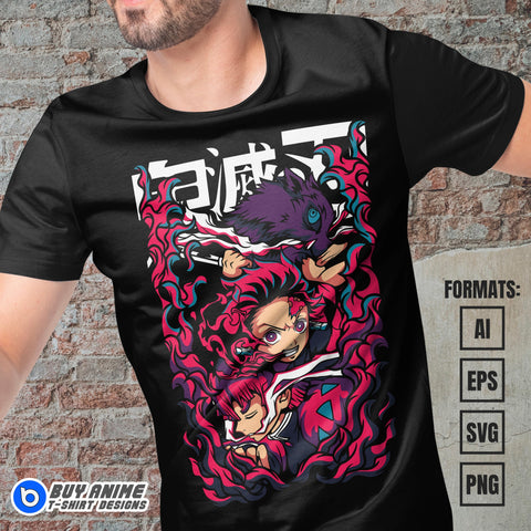 Premium Demon Slayer Anime Vector T-shirt Design Template #30