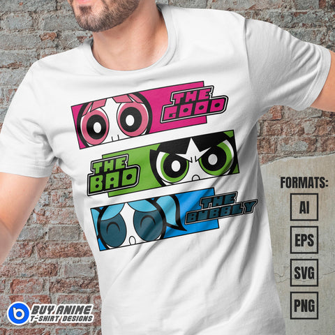 Premium Powerpuff Girls Vector T-shirt Design Template #2