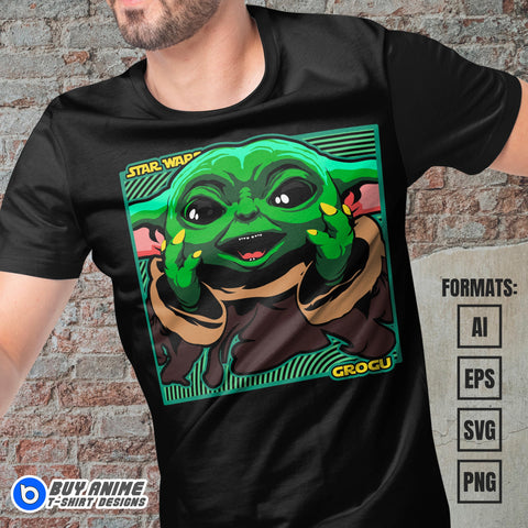 Premium Grogu Star Wars Vector T-shirt Design Template