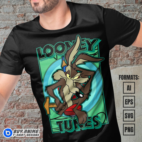 Premium Wile E Coyote Looney Tunes Vector T-shirt Design Template