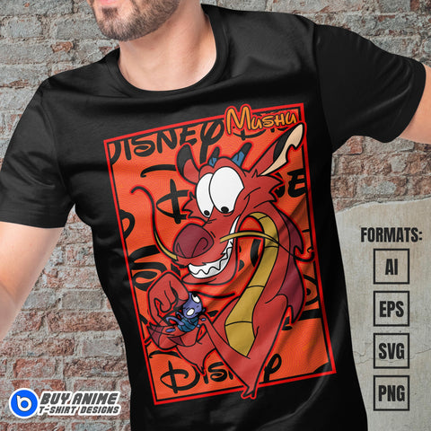 Premium Mushu Mulan Vector T-shirt Design Template