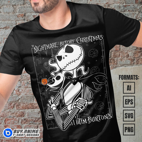 Premium Jack Skellington Vector T-shirt Design Template