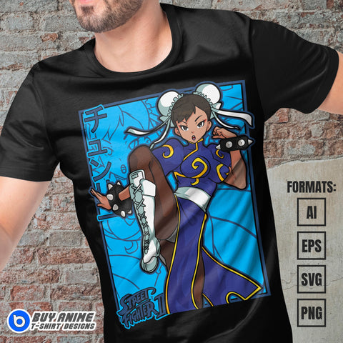 Premium Chun Li Street Fighter Vector T-shirt Design Template