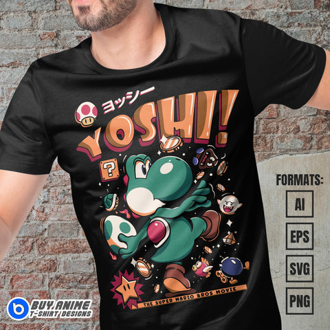 Premium Yoshi Super Mario Vector T-shirt Design Template #2