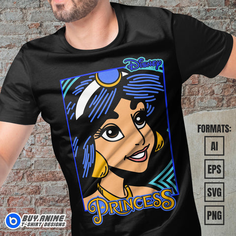 Premium Princess Jasmine Vector T-shirt Design Template