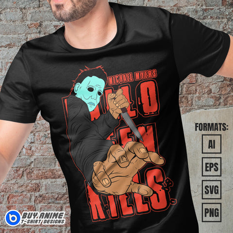 Premium Michael Myers Halloween Vector T-shirt Design Template