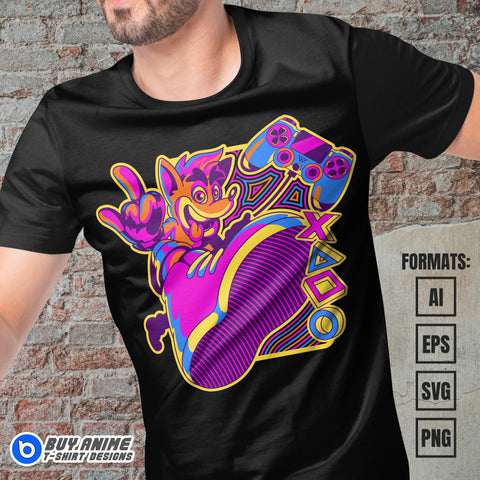 Premium Crash Bandicoot Vector T-shirt Design Template #2