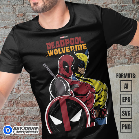 Premium Deadpool x Wolverine Vector T-shirt Design Template #5