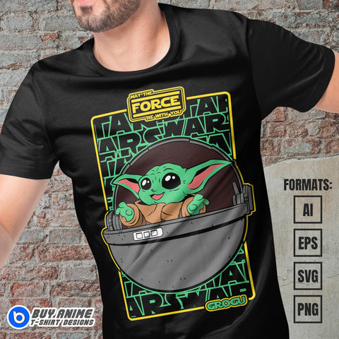 Premium Grogu Star Wars Vector T-shirt Design Template #2