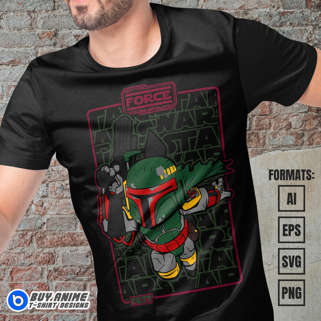 Premium Boba Fett Star Wars Vector T-shirt Design Template