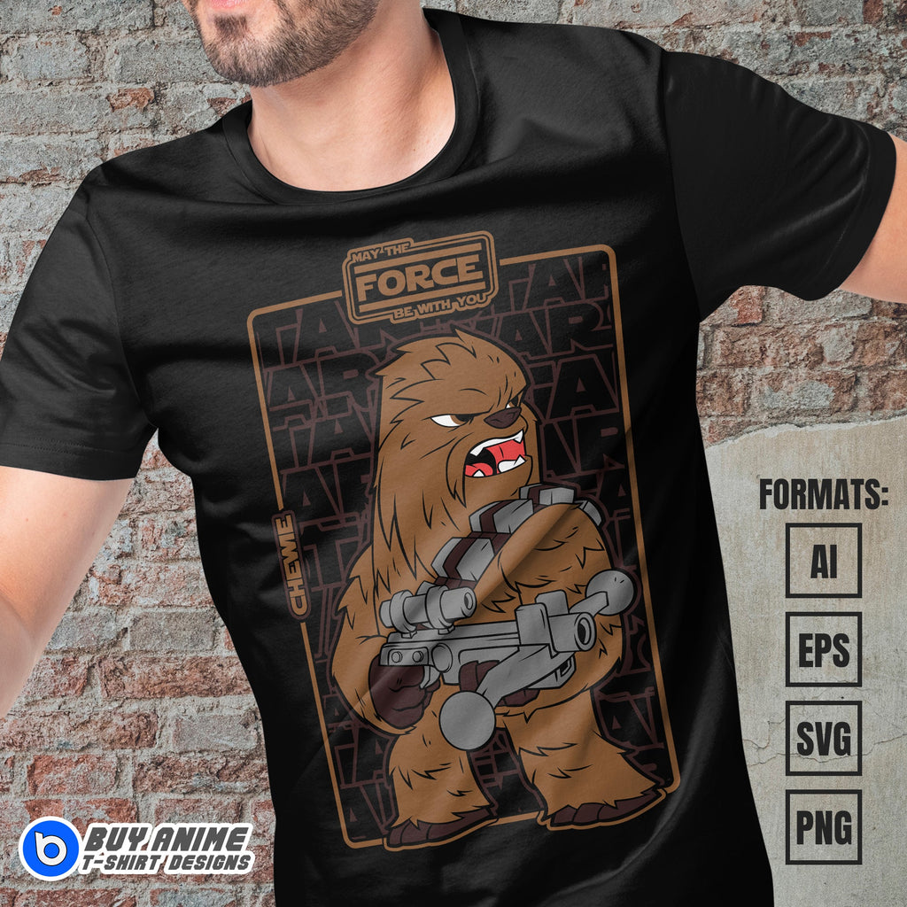 Premium Chewie Star Wars Vector T-shirt Design Template #2