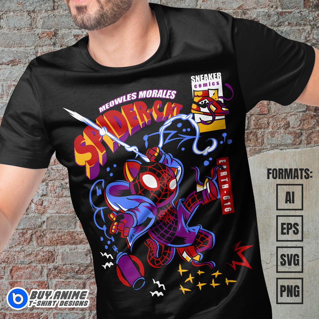 Premium Spider-Cat Vector T-shirt Design Template