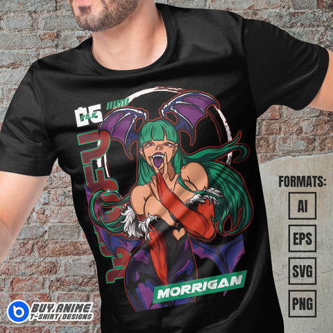 Premium Morrigan Aensland Darkstalkers Vector T-shirt Design Template #2