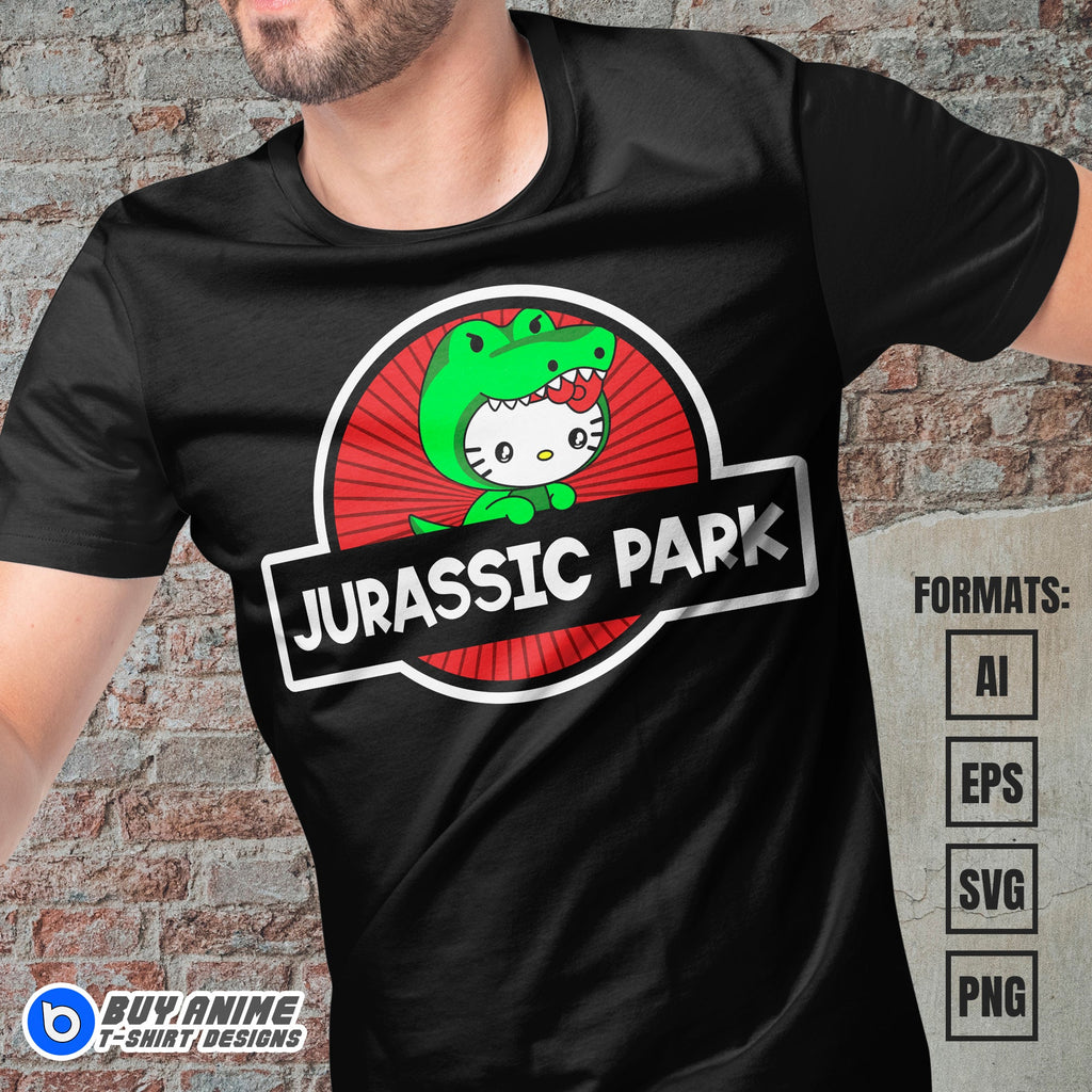 Premium Hello Kitty x Jurassic Park Vector T-shirt Design Template