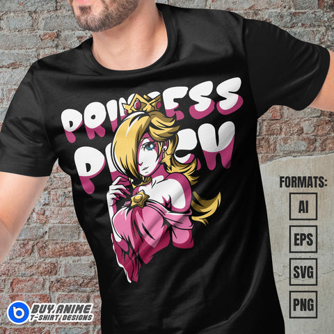 Premium Princess Peach Super Mario Vector T-shirt Design Template #4