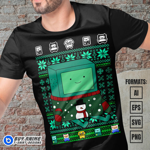 Premium BMO Adventure Time Christmas Vector T-shirt Design Template