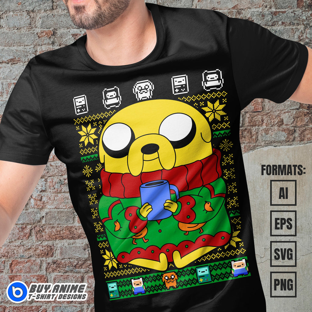 Premium Jake Adventure Time Christmas Vector T-shirt Design Template