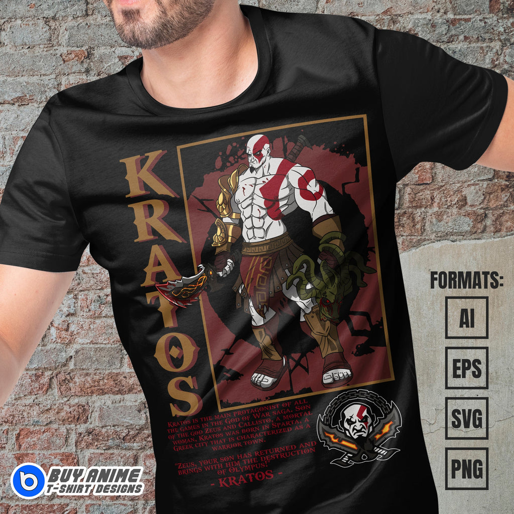 Premium Kratos God Of War Vector T-shirt Design Template