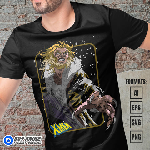 Premium Sabretooth X-Men Vector T-shirt Design Template