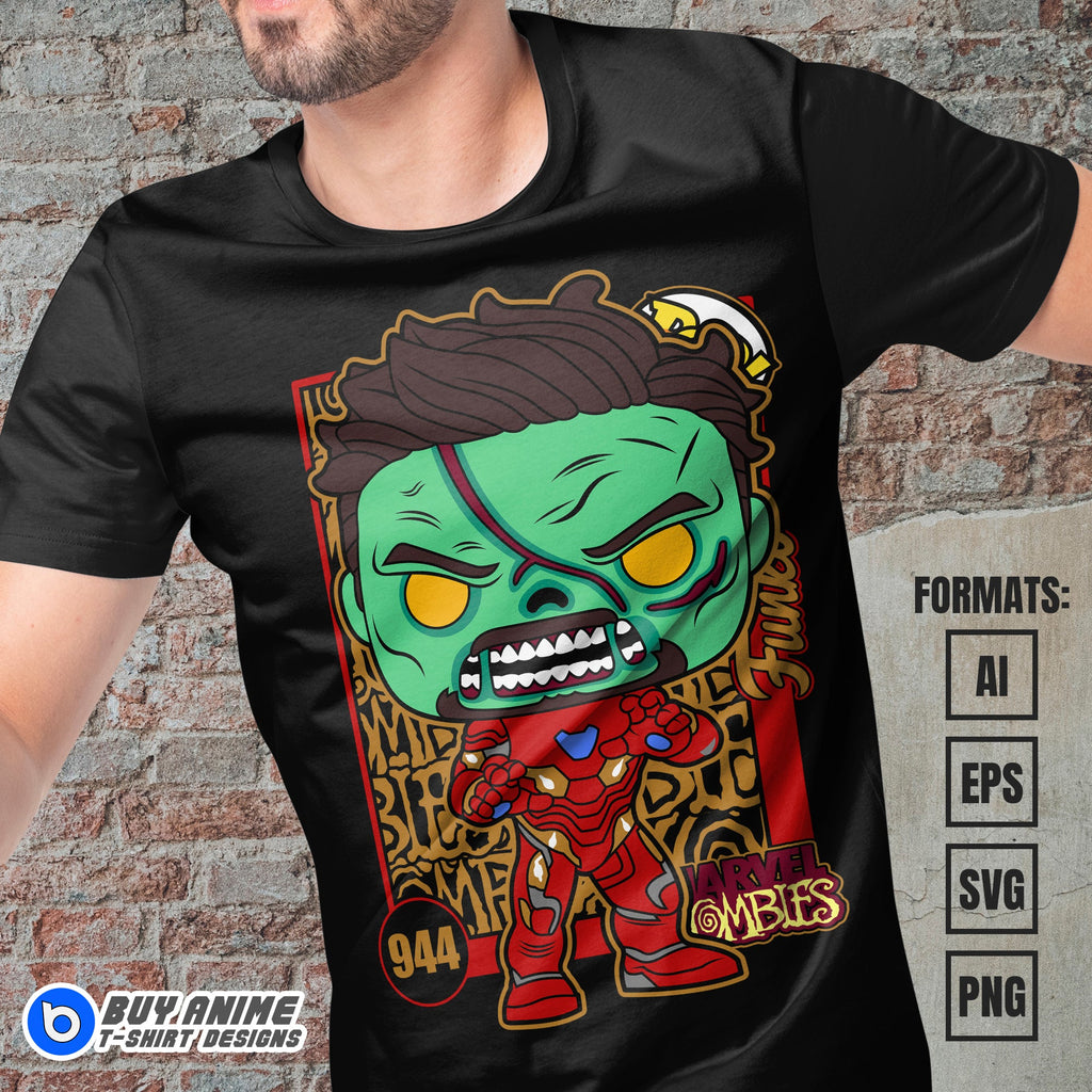 Premium Iron Man Funko Zombie Vector T-shirt Design Template