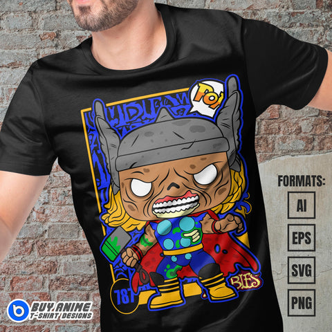 Premium Thor Funko Zombie Vector T-shirt Design Template