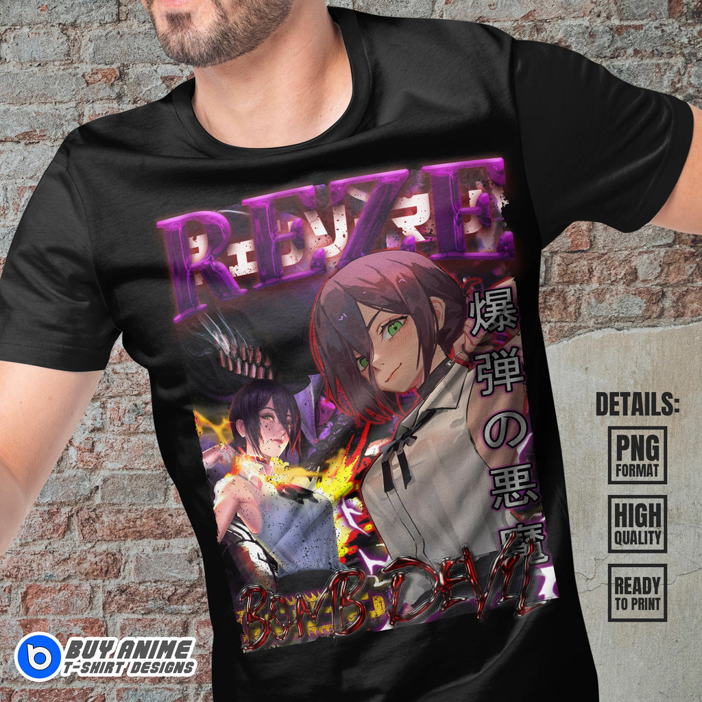 Reze Chainsaw Man Anime Bootleg T-shirt Design