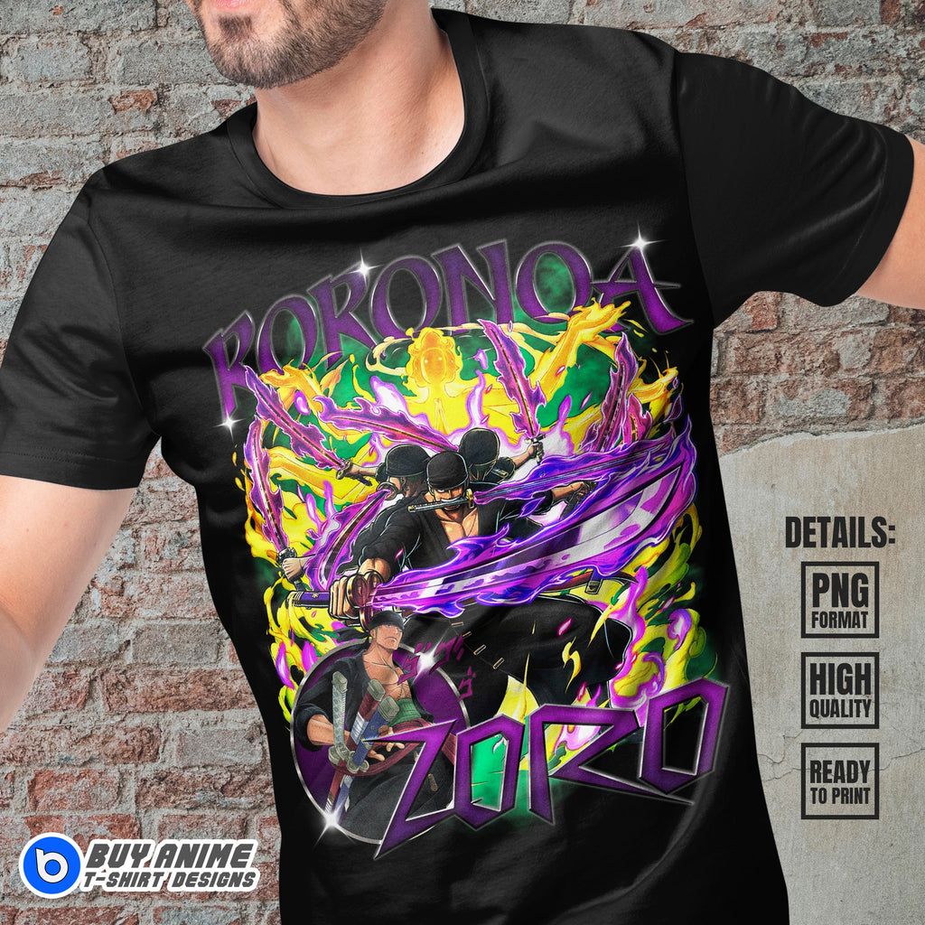 Roronoa Zoro One Piece Anime Bootleg T-shirt Design