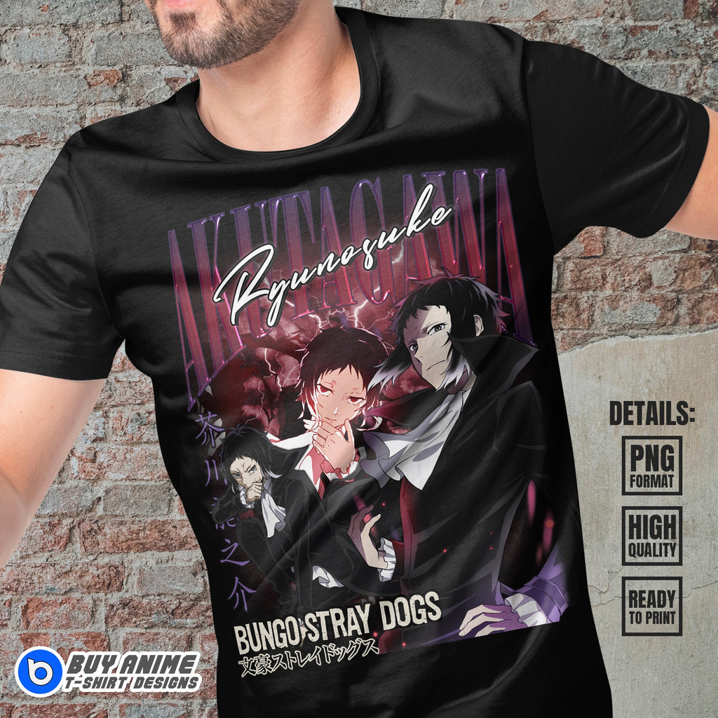 Ryunosuke Akutagawa Bungo Stray Dogs Anime Bootleg T-shirt Design