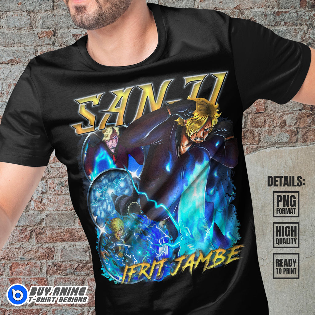 Sanji One Piece Anime Bootleg T-shirt Design