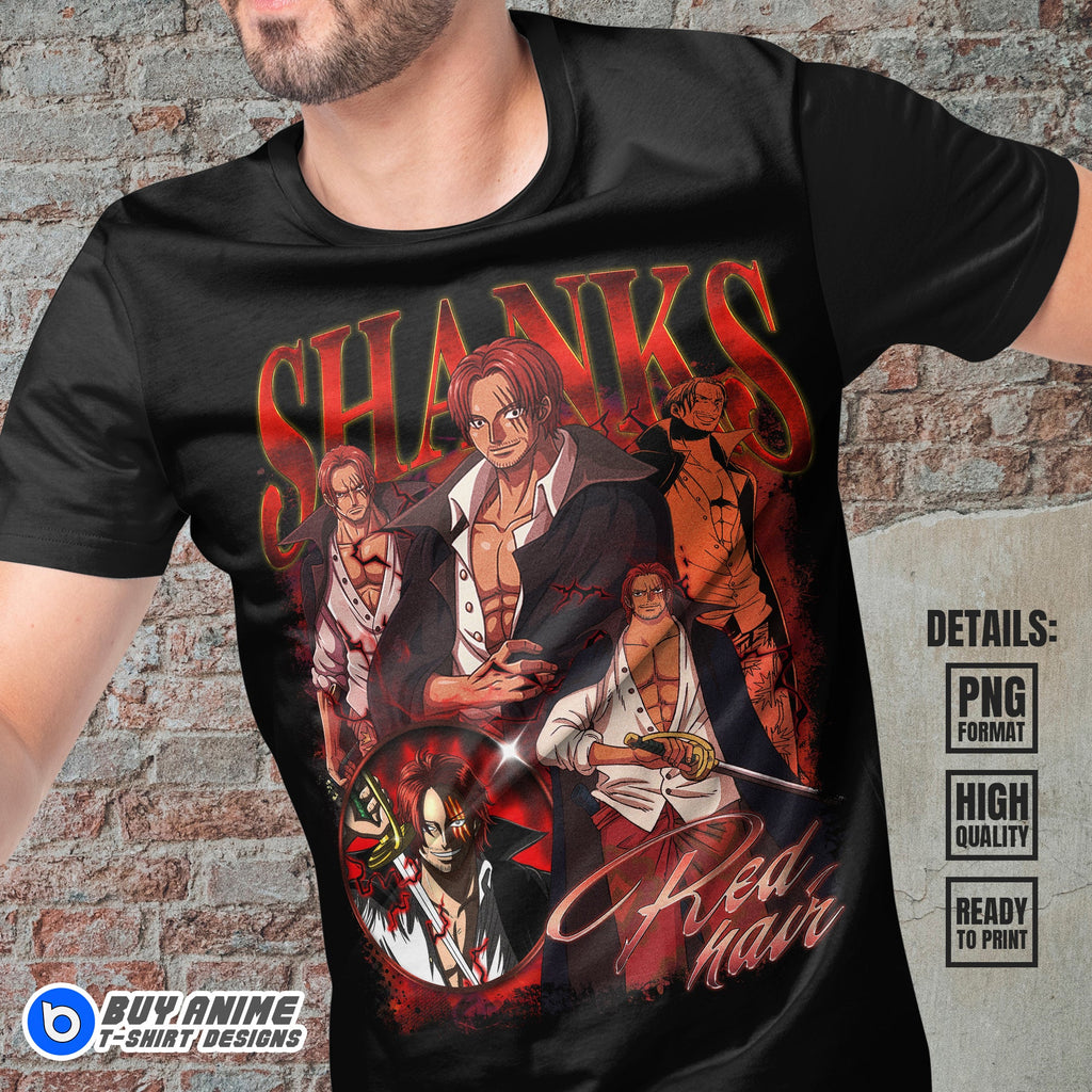 Shanks One Piece Anime Bootleg T-shirt Design